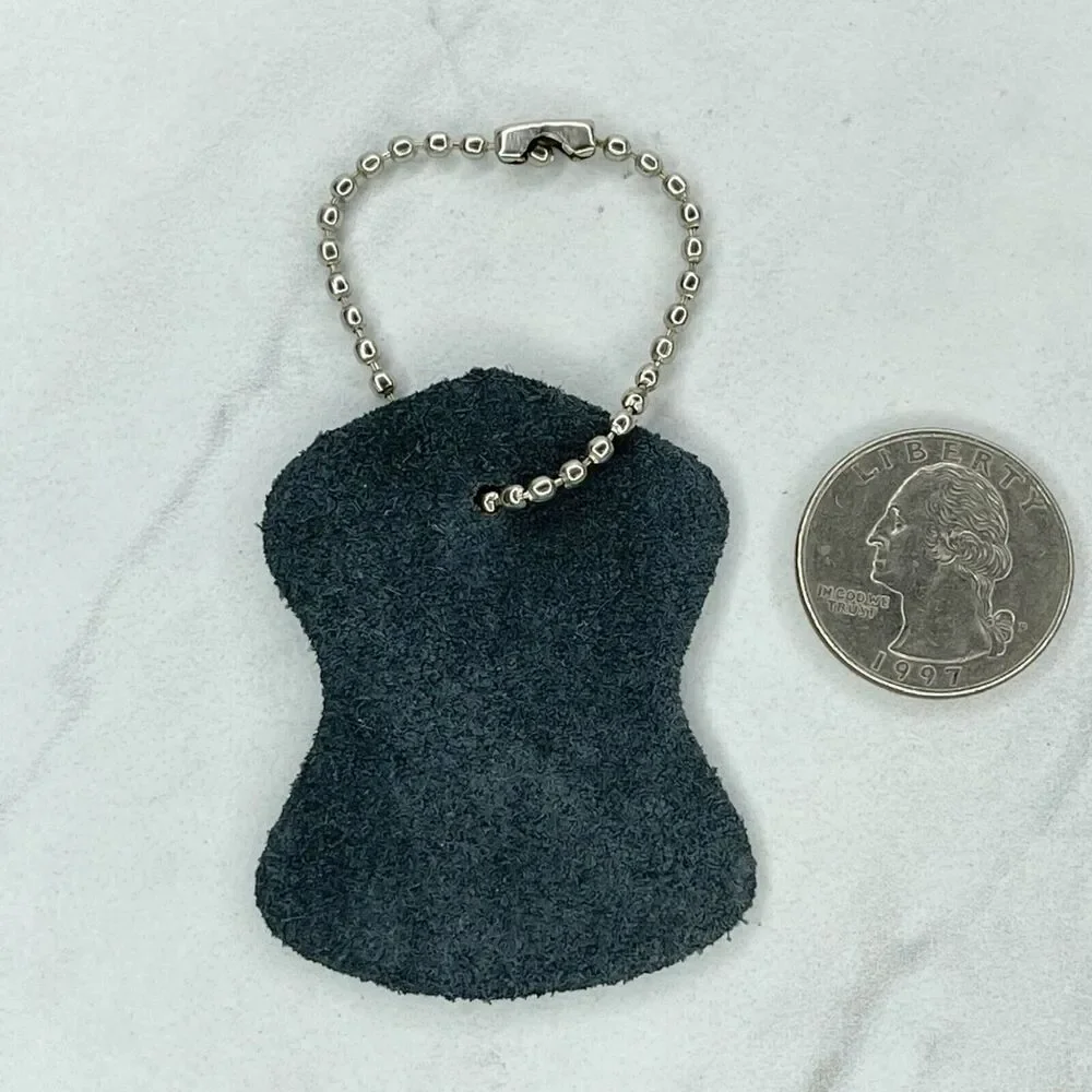 Black Genuine Leather Ball Chain Keychain Keyring